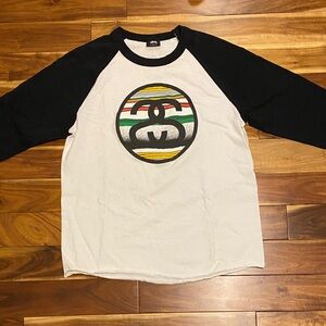 Stussy Black and White Crew Neck Tee